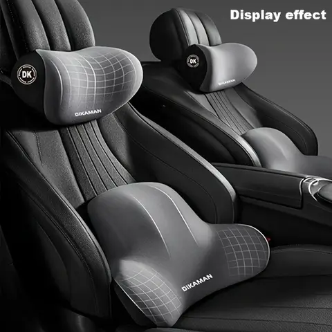 Memory Foam Kopfstütze Lordosenstütze Set Ergonomisches Nackenkissen Rückenkissen Autofahrersitz Komfort Atmungsaktives Polyestergewebe