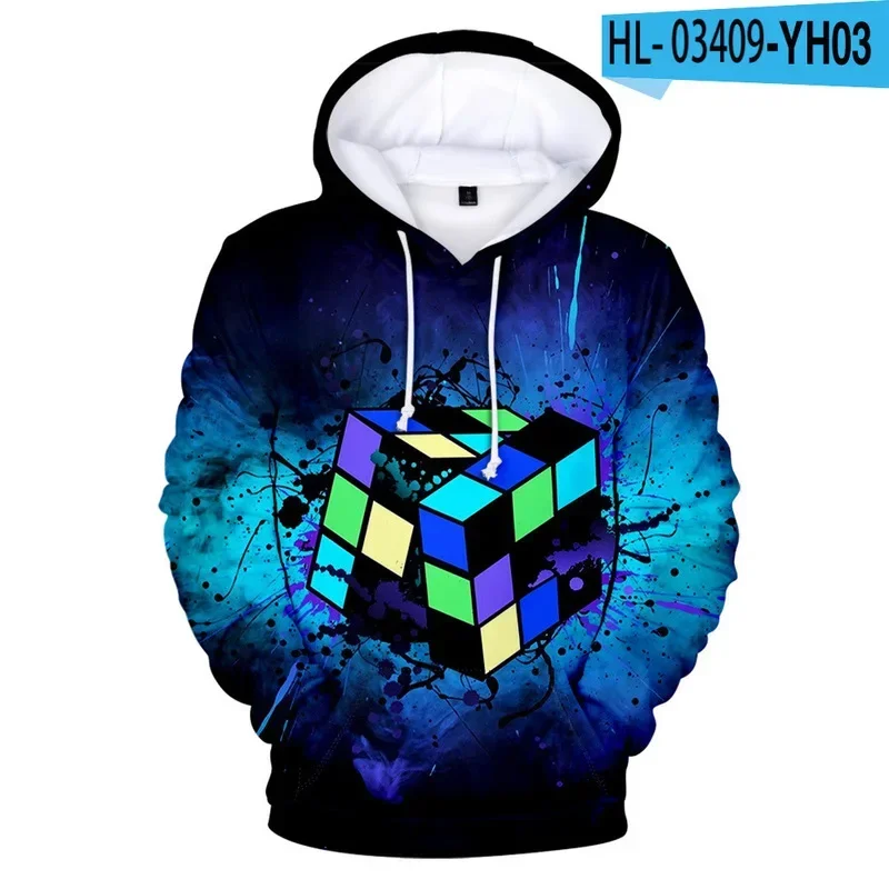 3D Rubik'S Cube Men'S Hoodie Fashion Pullover Pop Singer 3D Sweatshirt Autumn Winter 2024 New MN4