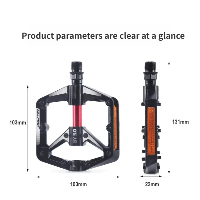 Bolany aluminum bicycle pedals DU double bearing bicycle pedal reflector mountain Road bike pedals mtb platform pedals aluminium