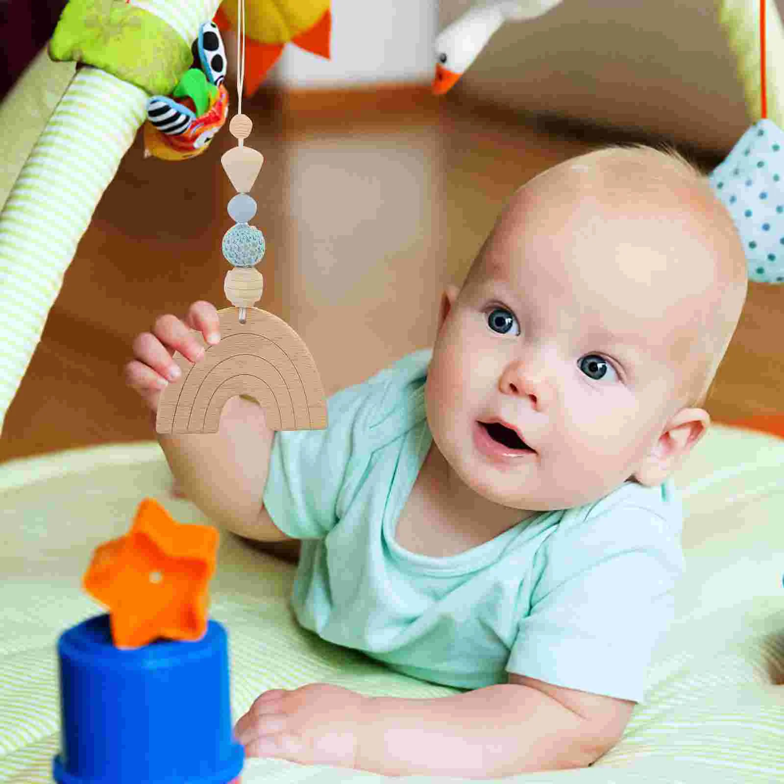 4 Uds. Estante de gimnasio para niño, juguetes, cochecito de Fitness, sonajeros colgantes para bebé recién nacido, niños de madera