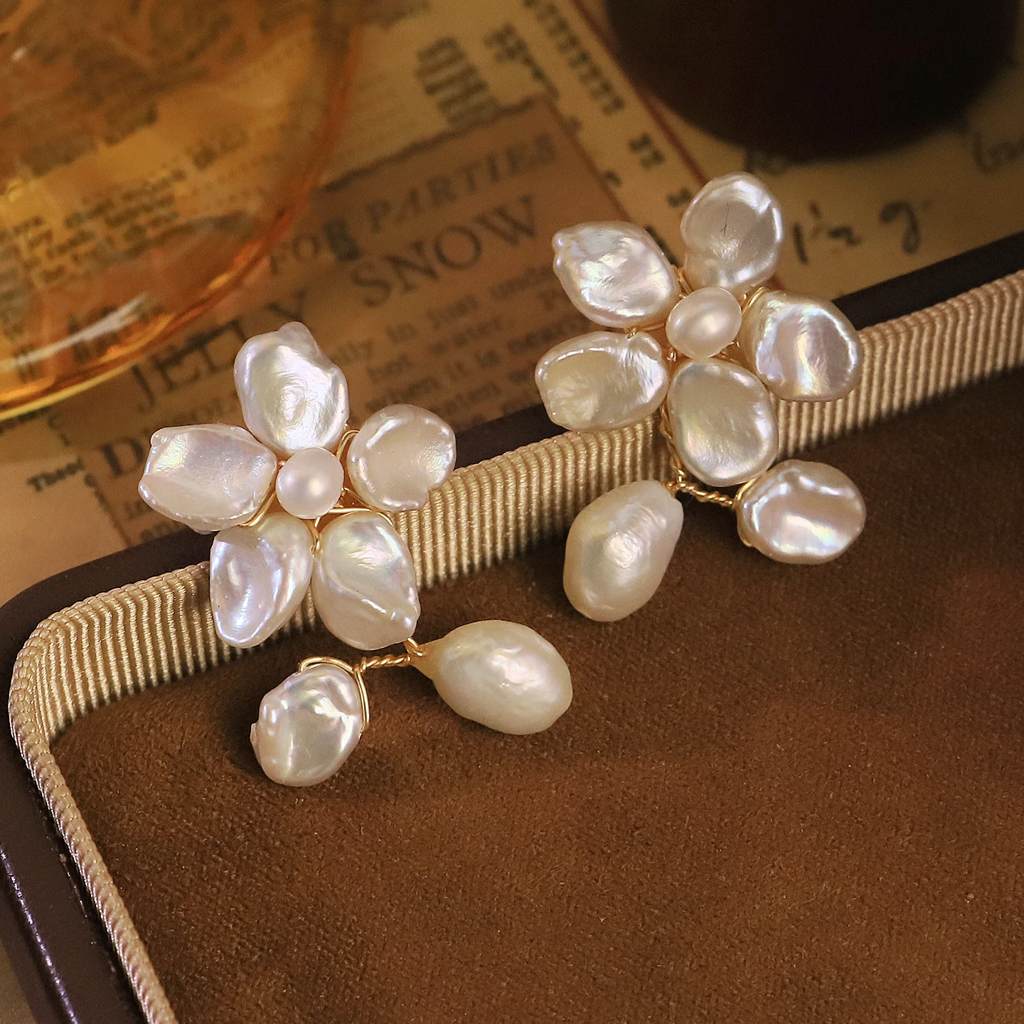 Genuine Baroque Freshwater Pearl Flower Earring for Women Daily Wedding Gift Original Design Handmade Woven Earring Fashion Jewe