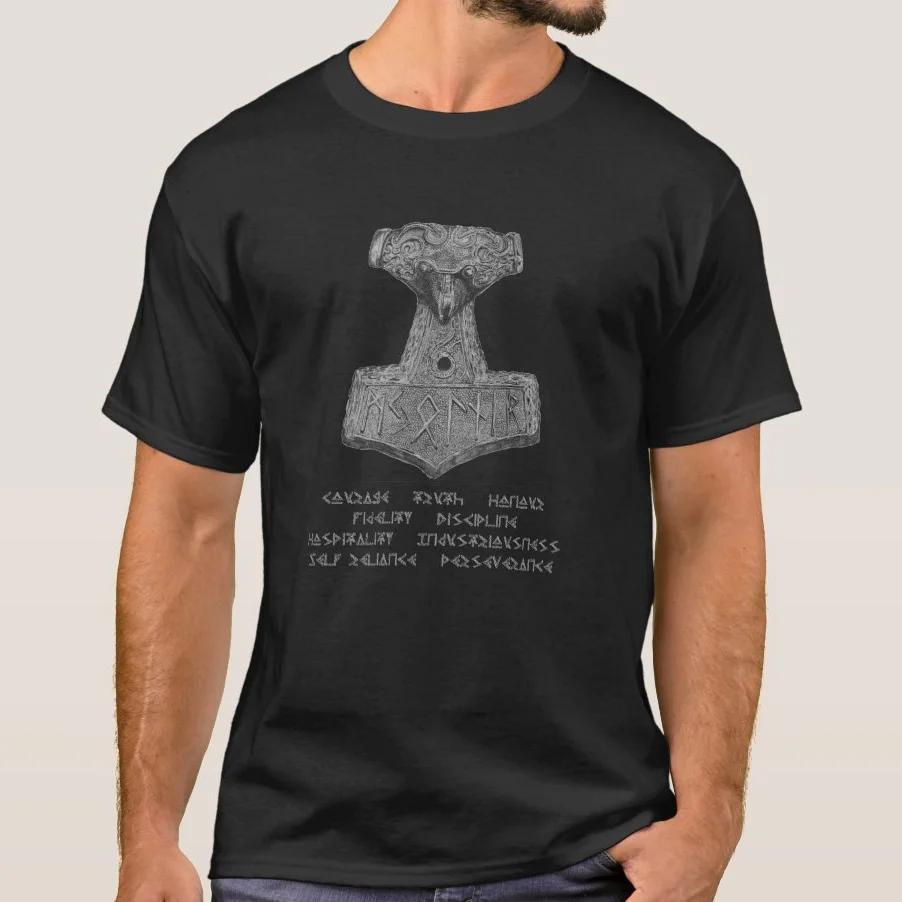 The Nine Noble Virtues of The Asatru Faith. Norse  Religion T-Shirt Summer 100% Cotton Short Sleeve O-Neck Mens T Shirt