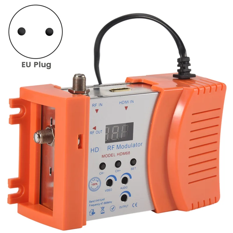B94A New HDM68 Modulator Digital RF  Modulator AV To RF Converter VHF UHF PAL/NTSC Standard Portable Modulator EU Plug