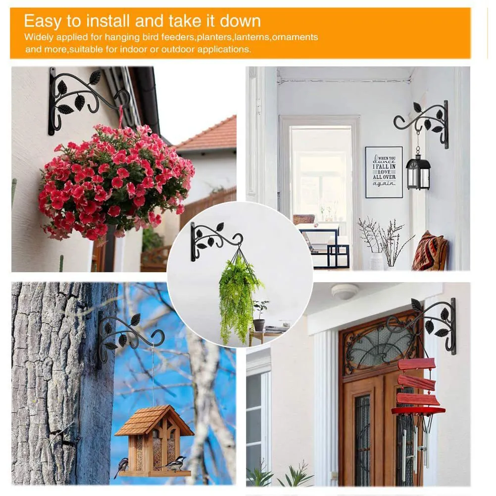 2Pcs Metal Hanging Planter Bracket Hook for Flower Pots Bird Feeders Wind Chimes String Lights Indoor Outdoor Garden Wall
