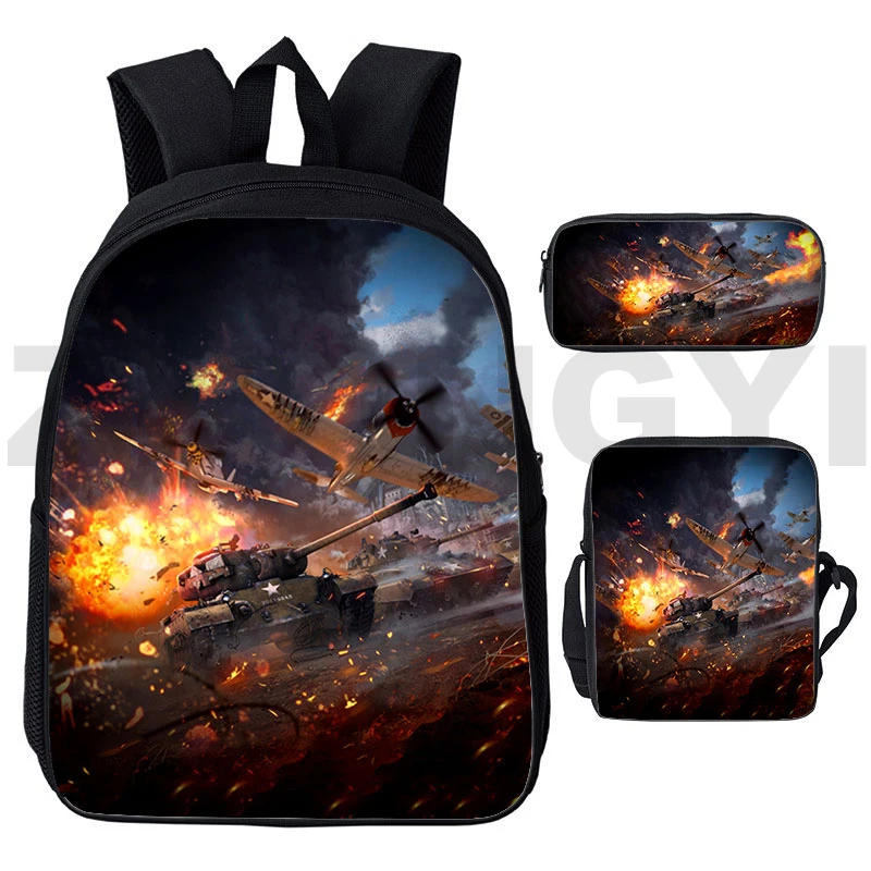 Funny World of Tanks Backpack 12/16 Inch Gerand Tanks Backpacks for School Teenagers Girls 3D Print Game Anime War Thunder Bags