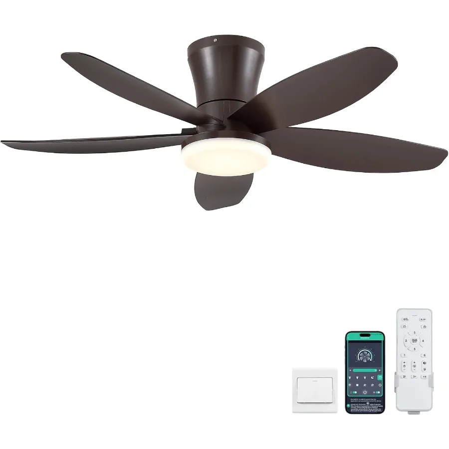 مراوح سقف 36 بوصة مع ضوء وجهاز تحكم عن بعد في التطبيق لغرف المعيشة المنزلية وغرف النوم 5 شفرات تصميم محرك قابل للعكس 3 ألوان Di