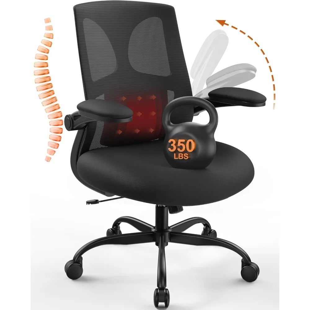 Ergonomic Office Chair 350lbs Capacity - 3.9-inche Cushion and Tall Back Computer Desk Chair Breathable Mesh - Comfortable