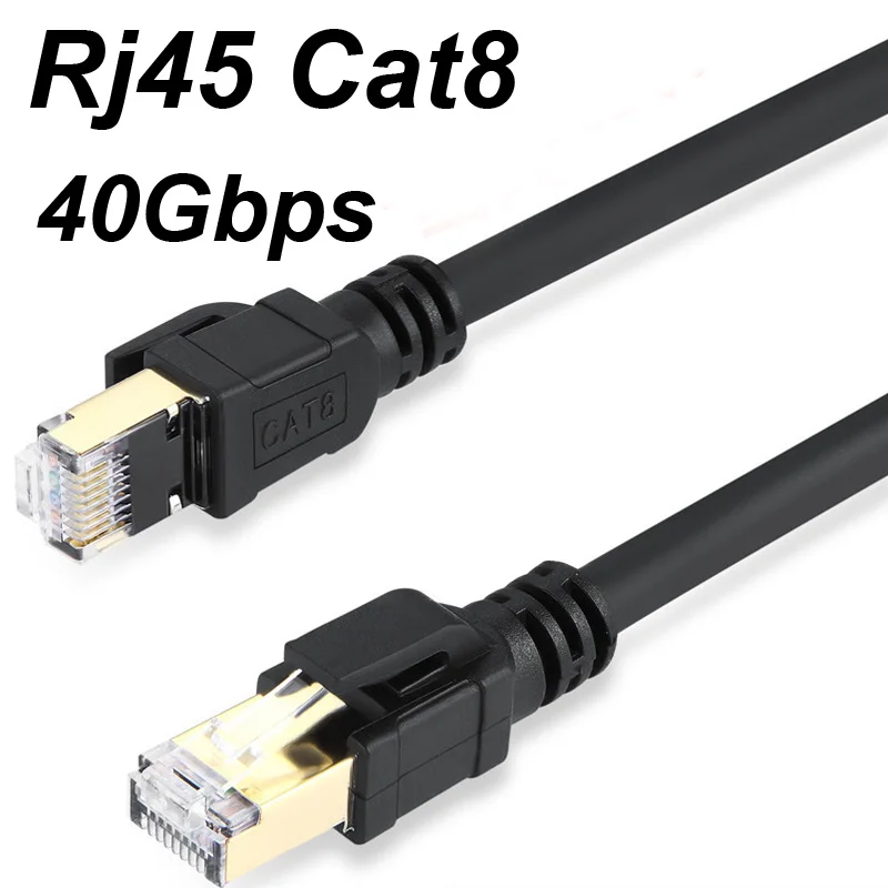 0.5/1/2/3/5/10/15/20/25M/30M Rj45 Cat8 CAT 8 40gbps Ethernet kabel sznurek okrągły sklejka sieciowa przewód z podwójnym kołnierzem 2000MHz SST