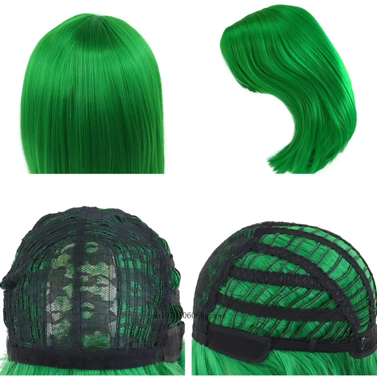 Pelucas verdes de pelo sintético para mujeres y niñas, peluca Bob recta corta con flequillo, Cosplay, fiesta de Halloween, uso Lolita, resistente al calor