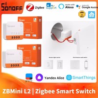 SONOFF ZBMINI L2 Zigbee Smart Switch Mini L2 Zigbee Zbminil2 No Neutral Wire Two-Way Control Required 1-Gang Alexa Google Home