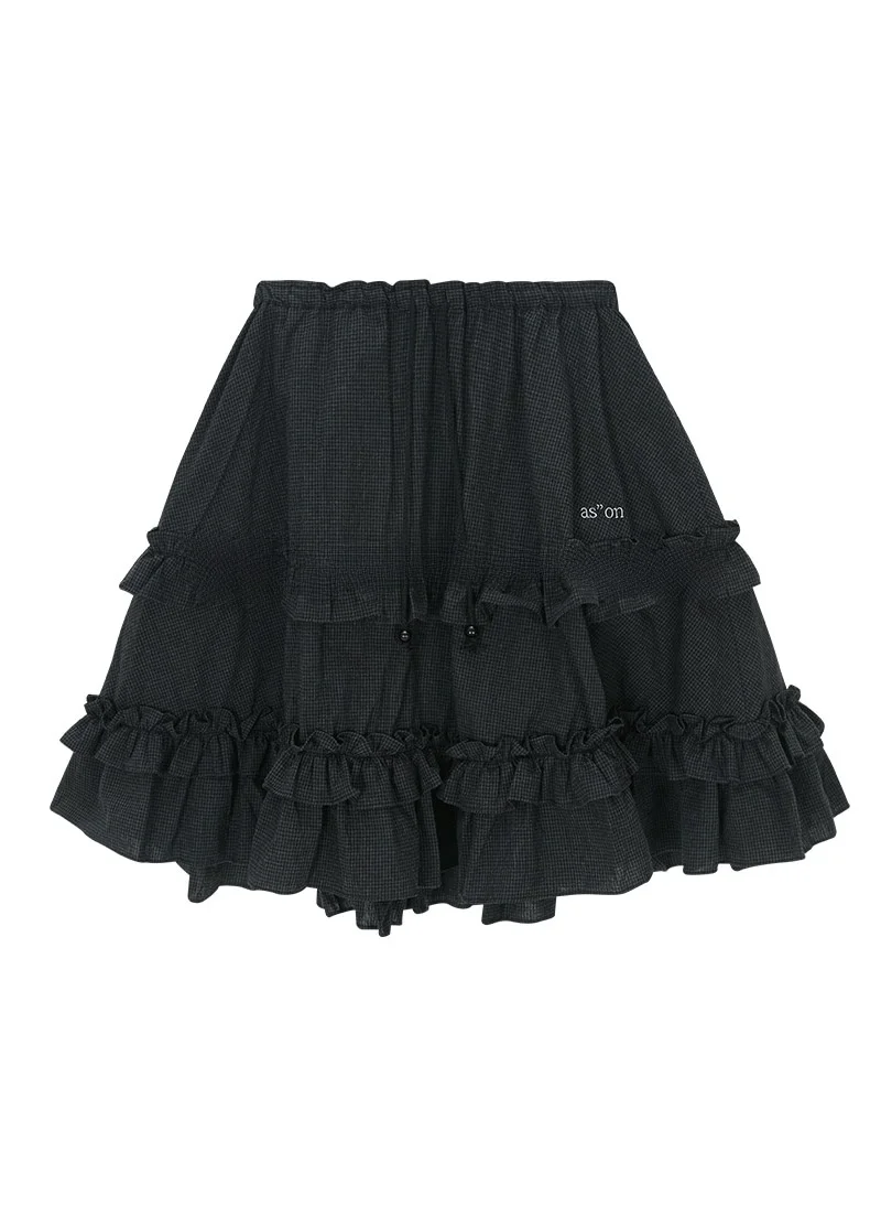 Cute Casual Pure Cotton Layered Skirt with Double Lace Hemline Student Friendly Cake Skirt Standard Fit Spring 2026