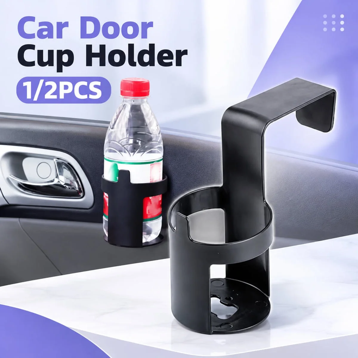 Car Door Hanging Cup Holder Universal Fit for Cars Space Saving Drink Storage Organizer With Hanging Installation