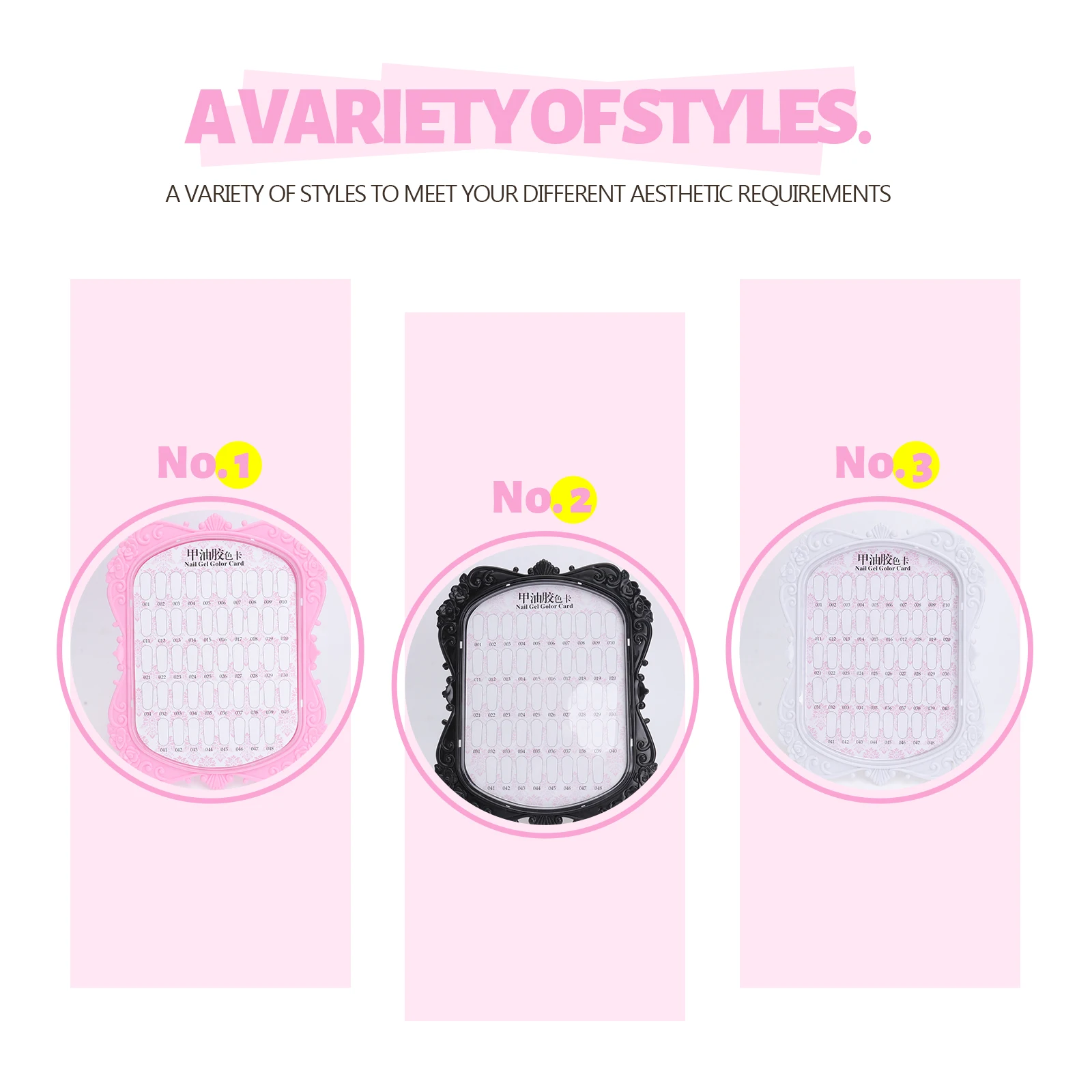 

3pcs Gel Lightweight Abs Material Board For Art Design Nails Style Show Chart Fake Nails Nail Display Board Nail Display