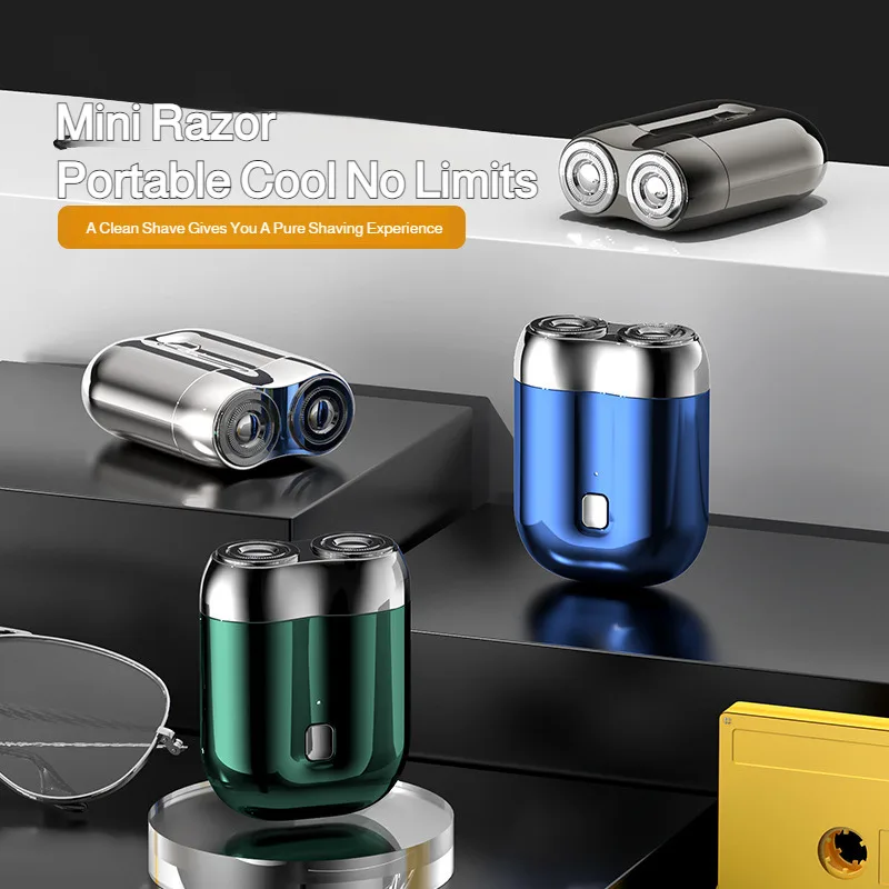 Portable Electric Razor Men's Usb Rechargeable Razor Washable Double Head Mini Shaving Razor Suitbale for Daily&travel Use