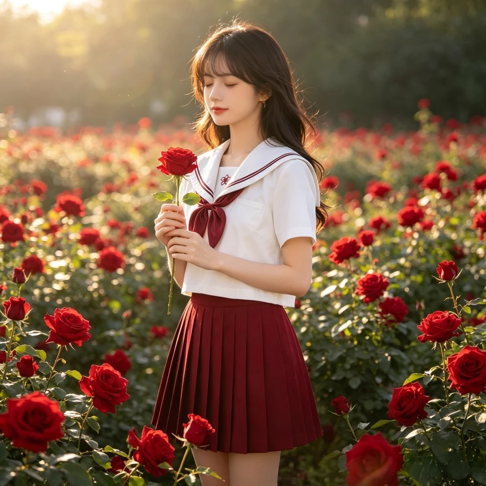 Orthodox Japanese JK Sailor Uniform Set,Kansai Collar Short Sleeve Sweet women Skirt,College School Uniform for Graduation Photo