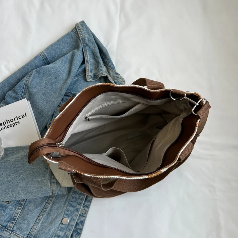 Fashion Handbags for Womens High Quality Canvas Ladies Shoulder Bags Designer Large Capacity Tote Crossbody Travel Bag Female