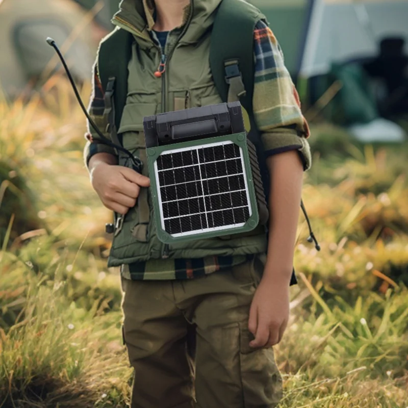 Portable Solar Camping Fan Strong Wind USB Rechargeable Battery Operated Folding For Home Car Outdoor Use