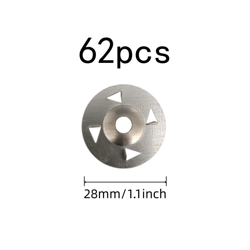 62 pcs Four Claw Anti-Slip Design 28mm Iron Tile Washers, great for Wall Construction, Flat Stable Base, Gypsum Board Fixing