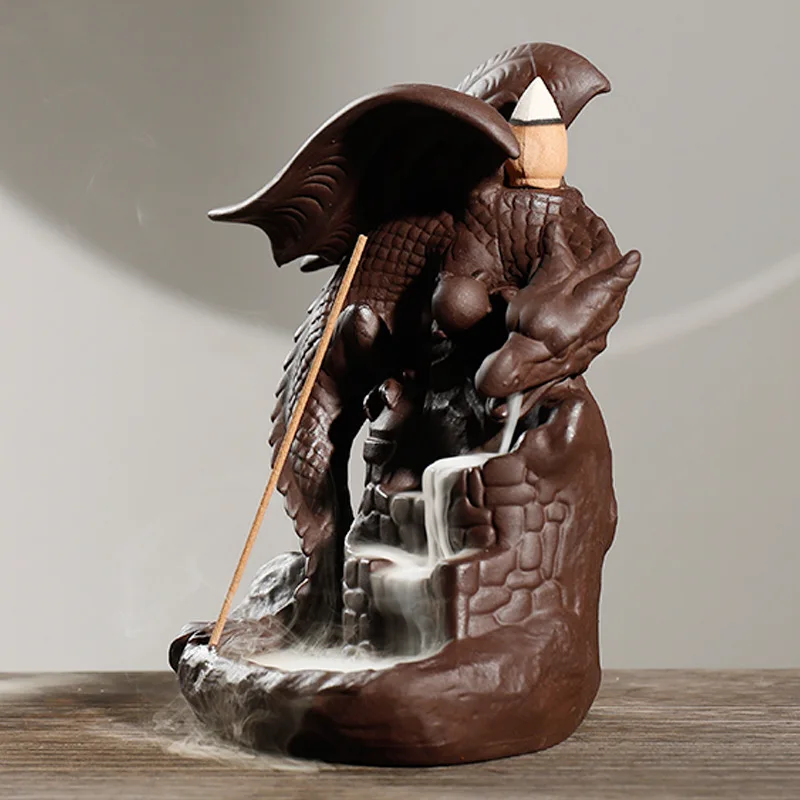 New Purple Clay Backflow Incense Burner Creative Nordic Style Pterosaur Fort Smoke Backflow Incense Burner Ornament