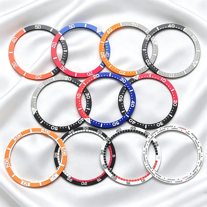 38mm×31.5mm SKX007 Bezel Insert Aluminum Flat Bezel Replace for SKX/SRPD Case NH35/NH36 Watch Mod Parts with Adhesive Sticker