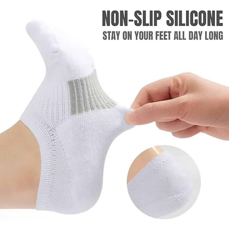 10/1Pairs Women's No Show Ankle Socks, Cushioned Low Cut Sports Running Socks, Soft Liner Socks, 3 Colors: White Black Gray image 4