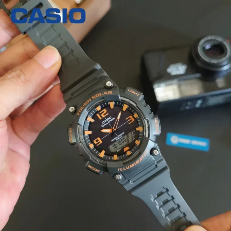 Casio AQ‑S810W Solar Sports Watch For Men Tough Solar Recharge 100ATM Waterproof  Resin Wristwatch Boy Gift