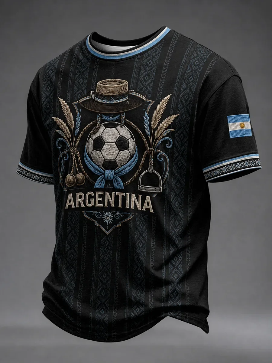2026 Argentina Fans Football Training T-Shirt - 3D Print - Fashionable, Comfortable and Breathable - Family Clothing