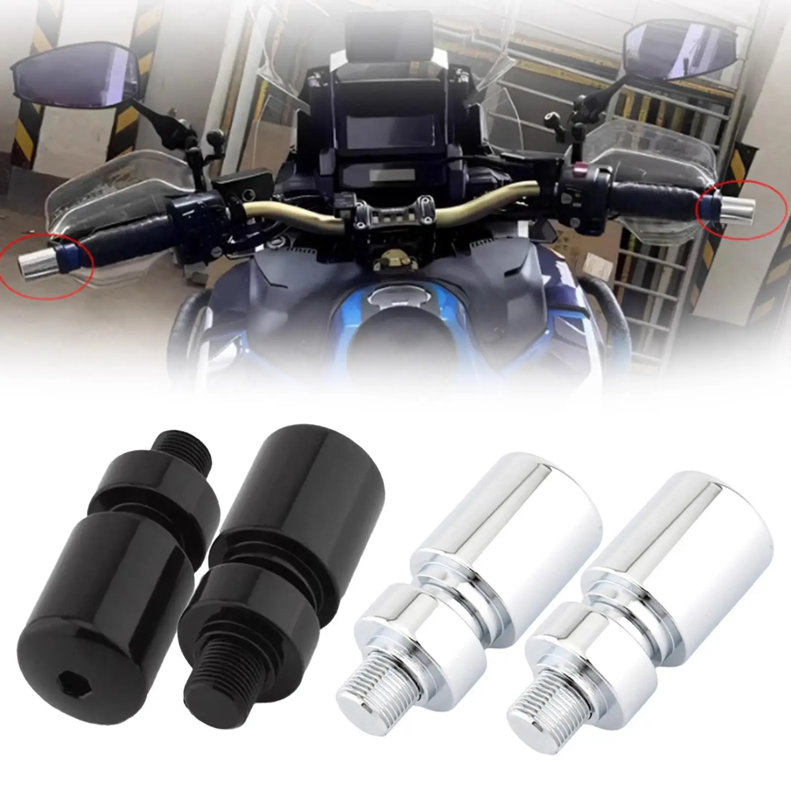 

2x Motorcycle Grips Handlebar End Anti Vibration Stainless Steel Mirror Polishing Sleek Handle Grips Caps for XADV 750