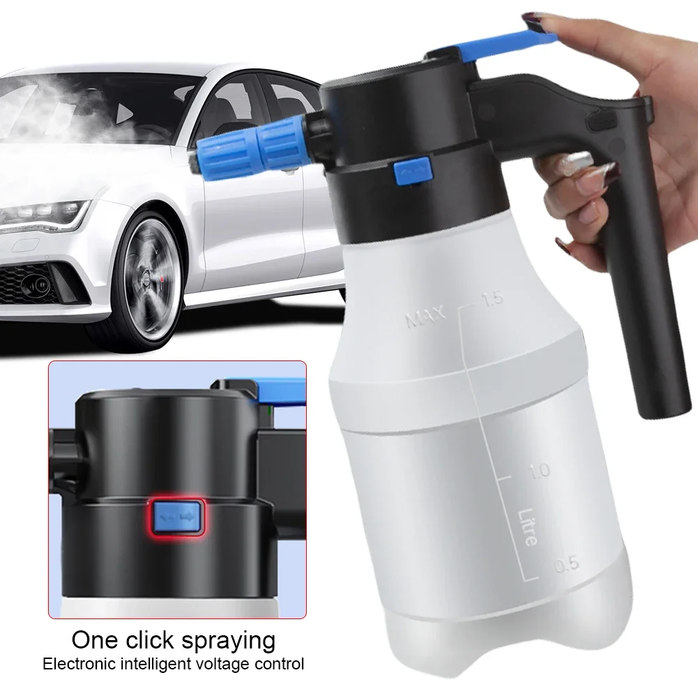 1.5L Foaming Pump Watering Can USB Rechargeable Electric Car Wash Spray Bottle Hand Pump Foam Sprayer Car Home Cleaning Tools