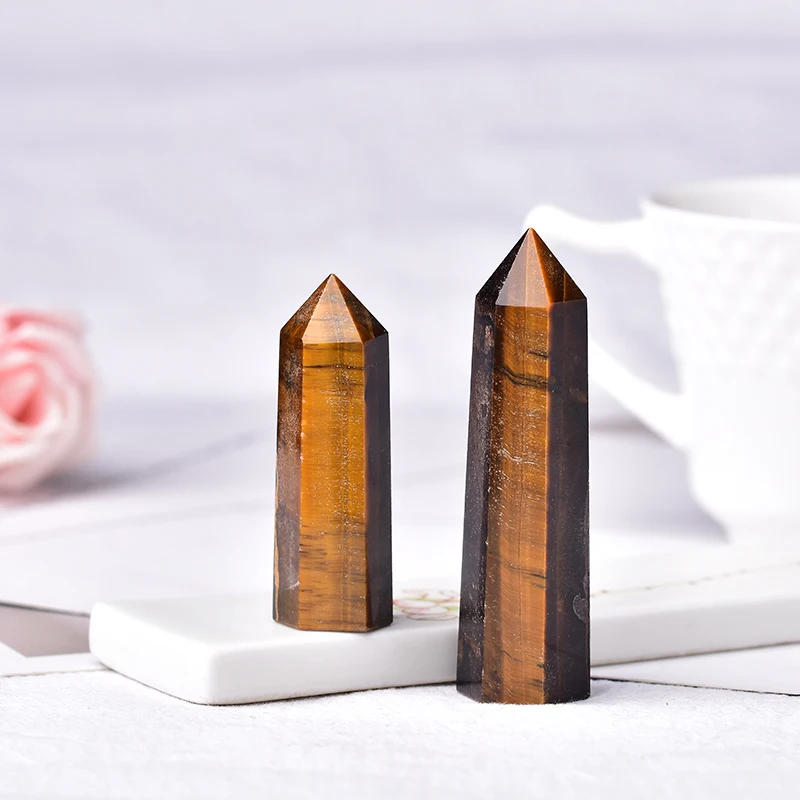 Natural Tiger Eye Polished Crystal Point Healing Stone Mineral Energy Wand Tower Crystal Crafts For Home Decoration Ornaments