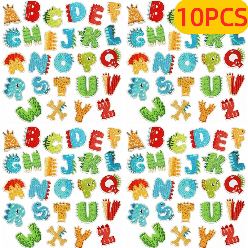 Embroidery Alphabet Designs - 10개 도매 다채로운 영어 알파벳 공룡