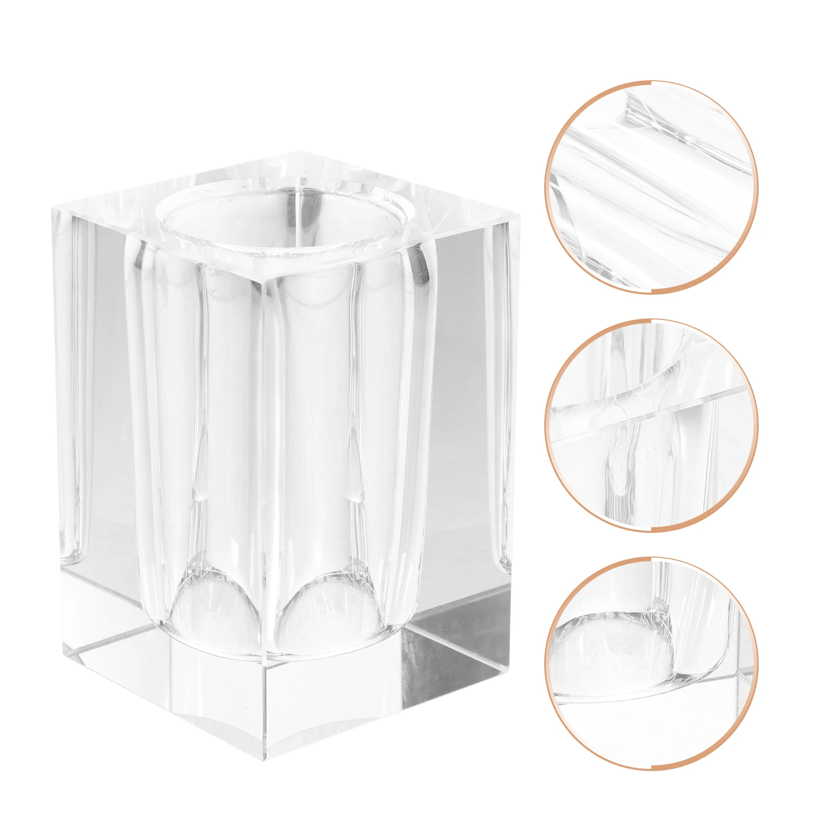 

Crystal Pen Holder Acrylic Pencil St Desk ganizer White Makeup Brush Storage Box Office Use Geometric Shape