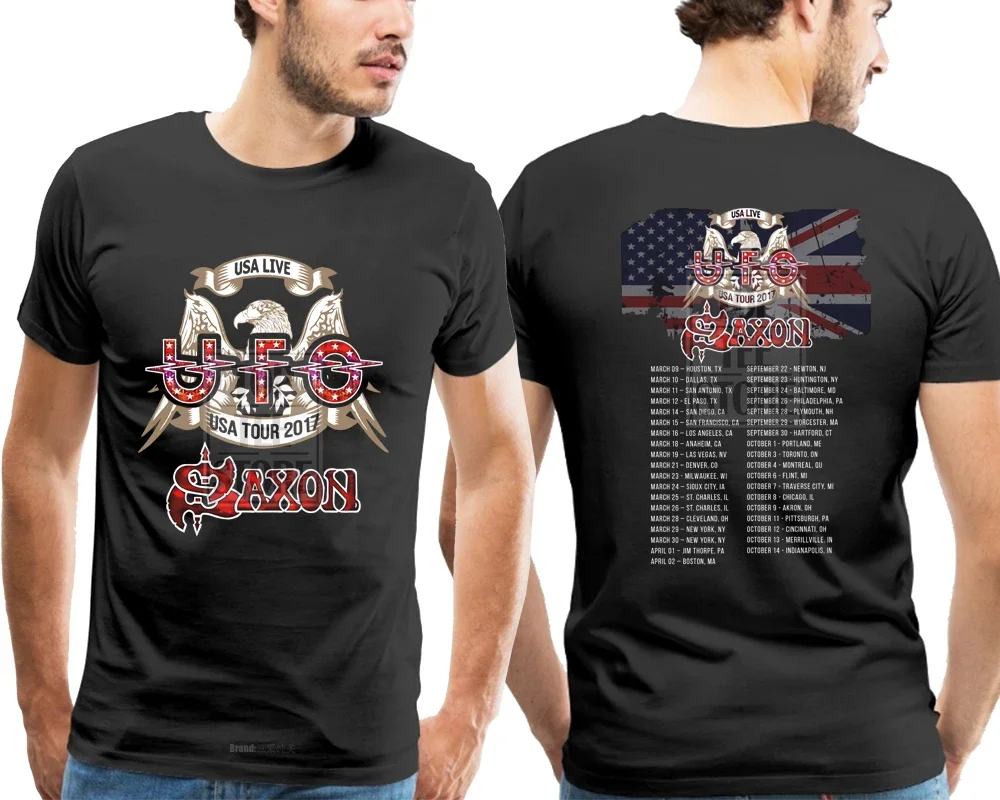 New Ufo & Saxon Us Tour 2017 Men'S Black T Shirt Size S To 4Xl