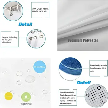 4件組粉紅時尚花卉圖案浴簾,浴室裝飾靈感語錄,含地毯和配件 10 最佳銷售 浴室配件套裝 - №9