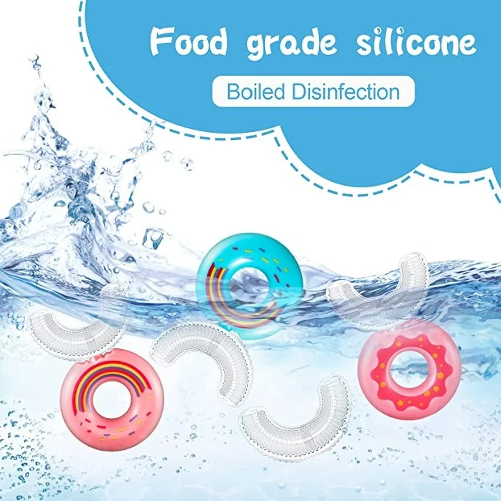 Cepillo de dientes Manual Donut de 360 grados para niños, cepillo de dientes de silicona en forma de U, regalo de dibujos animados para niños de 2 a 6 a 12 años