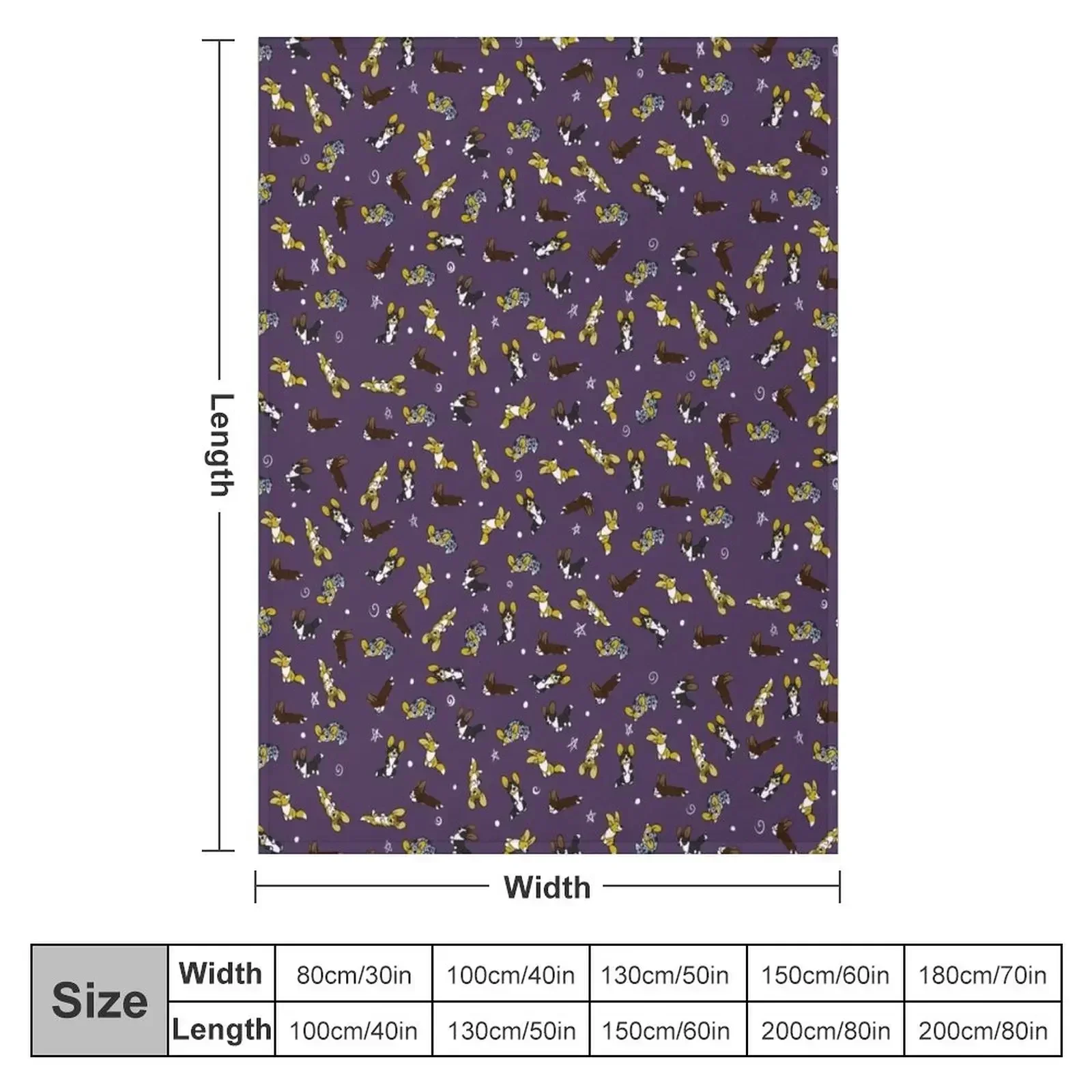 Purple Cardigan Welsh Corgi Scribbles Throw Blanket Weighted Fashion Sofas Bed linens Plaid Blankets