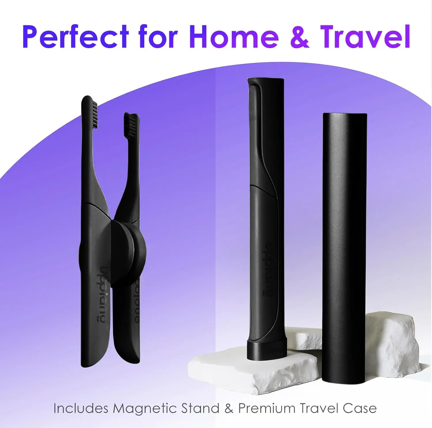 فرشاة أسنان كهربائية، فرشاة أسنان سونيك محمولة للسفر مع حقيبة واقية قابلة لإعادة الشحن عبر USB-C، شعيرات مريحة محايدة، Waterpr