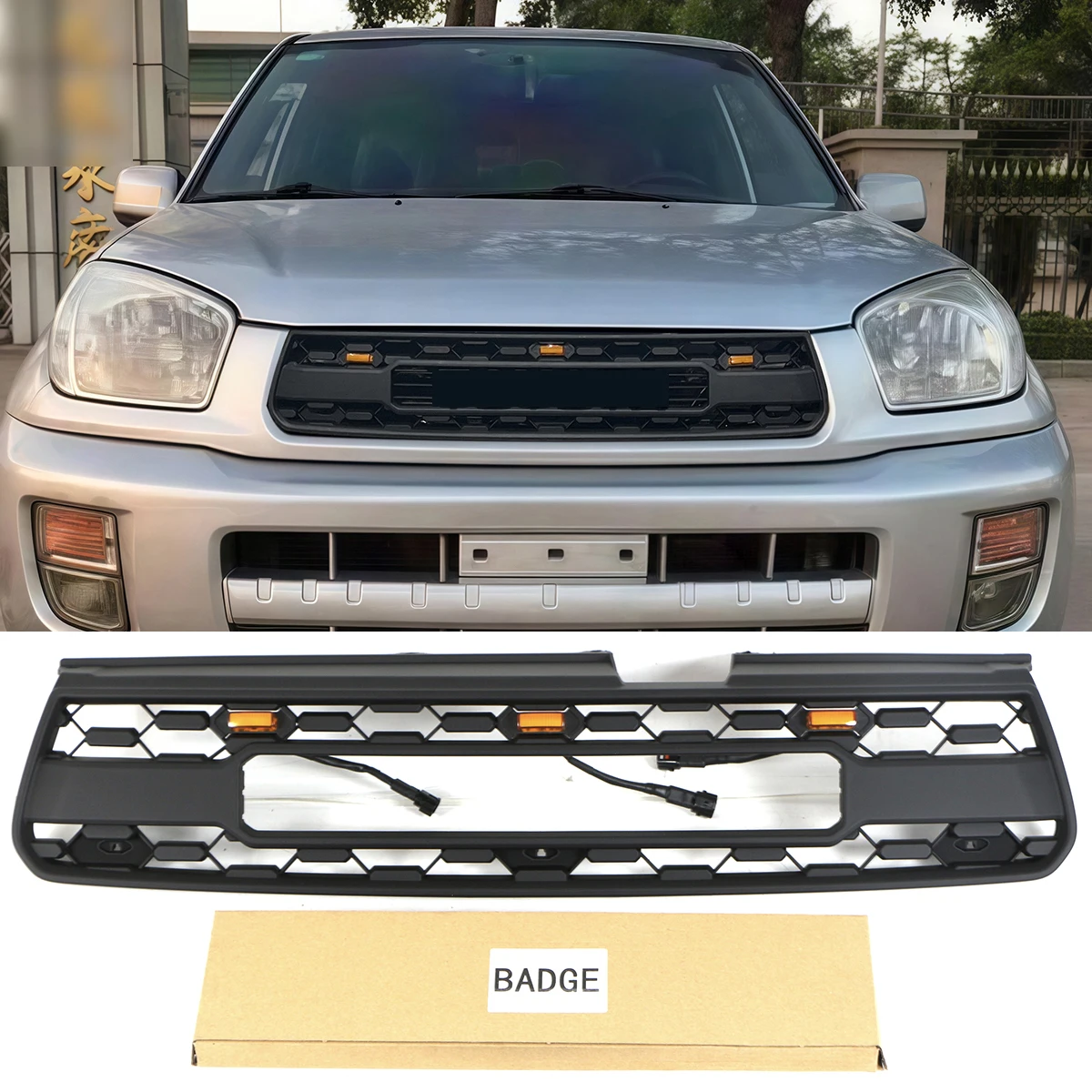 

Front Grille With Light Fits for RAV4 2001 2002 2003 Racing Grill Amber Lights