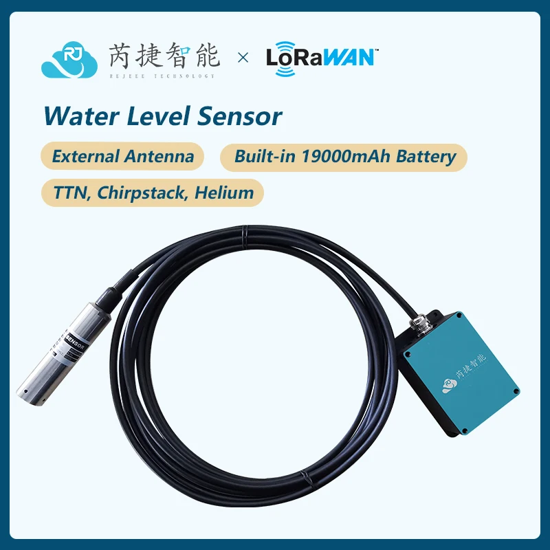 

Rejeee LoRaWAN Water Pressure Sensor, Built-in Battery, External Antenna, IP67 , Compatible with Helium, TTN, Chirpstack