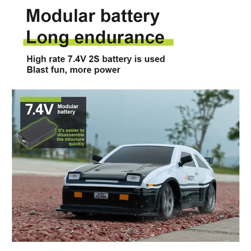 ABJL 1:16 RC Drift Car 25KM/H 2.4G 4WD High Speed RC Cars for Kids with LED Lights Extra Tires White