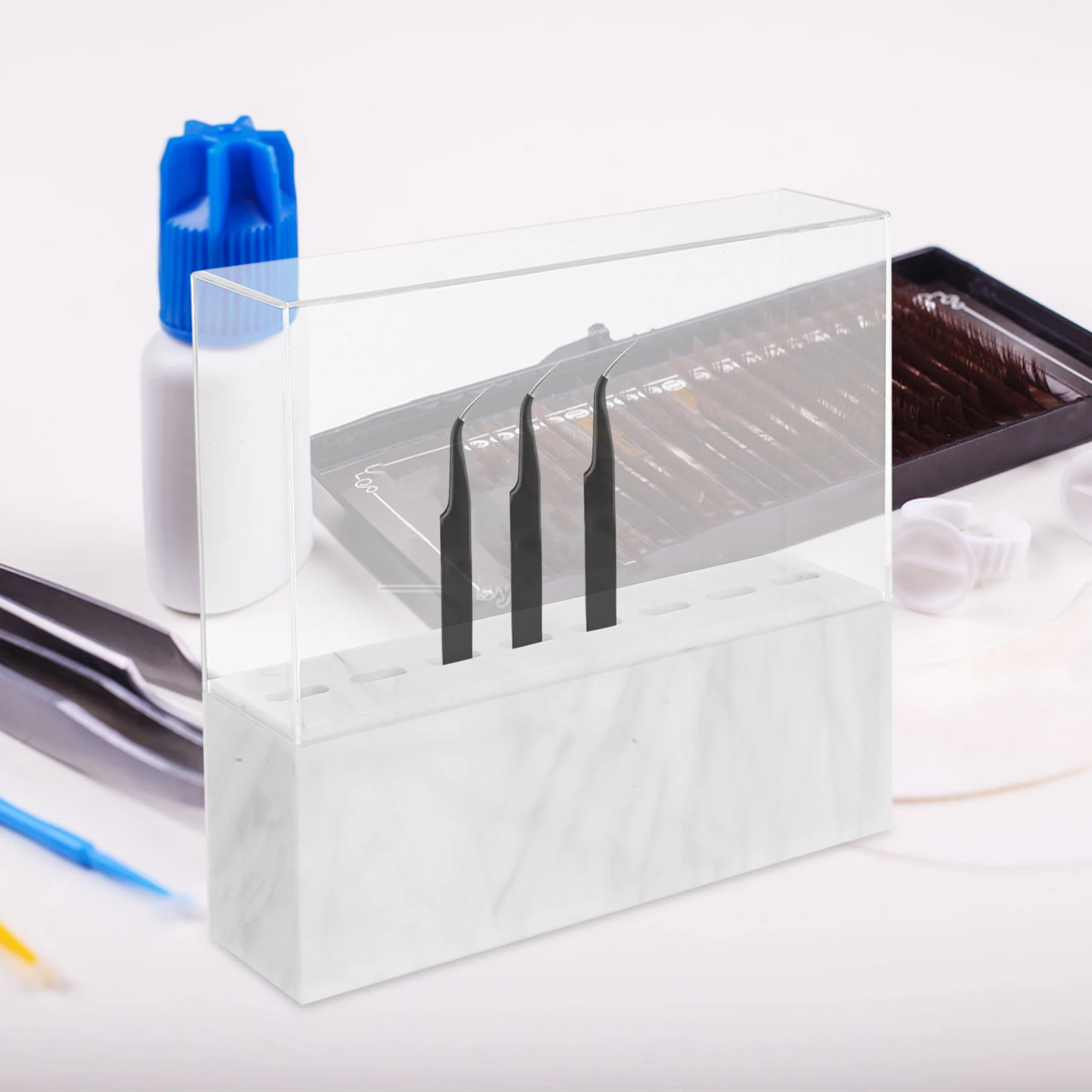 

Tweezers Display Rack Acrylic Shelf Durable Storage Makeup Lash Eyelash Beauty Salon Table Teaching Practical Holder