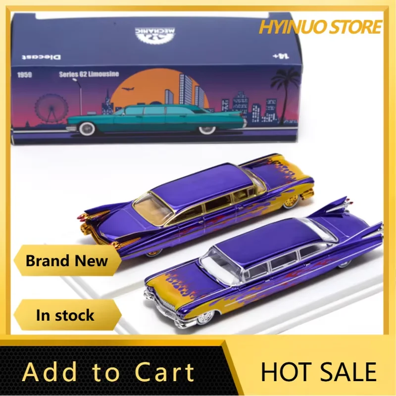 

Mechanic 1:64 1959 Cadi Series 62 Limousline Extended Alloy Car Model Static Collection Decorated Holiday Gifts Toys