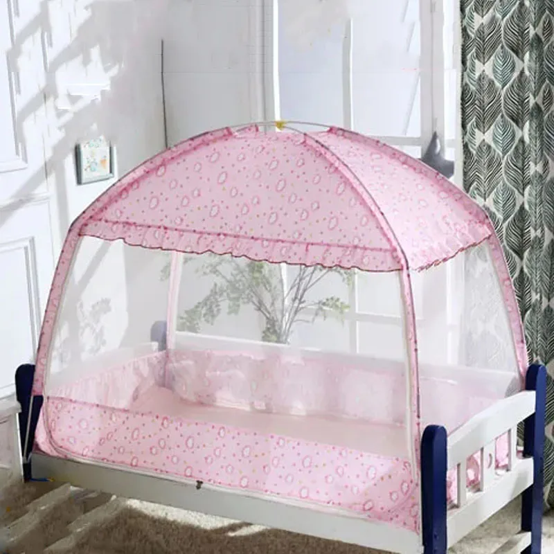 Yellow Printed Blackout Mosquito Net Anti-fall Full Bottom Yurt Mosquito Net Single Door Three Doors Children's Mosquito Net