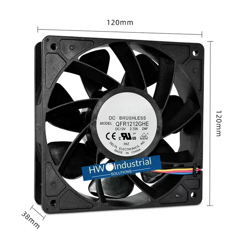 

A+New for Delta QFR1212GHE High Speed GPU Cooling Fan 120X120X38mm DC12V 2.7A 4wires