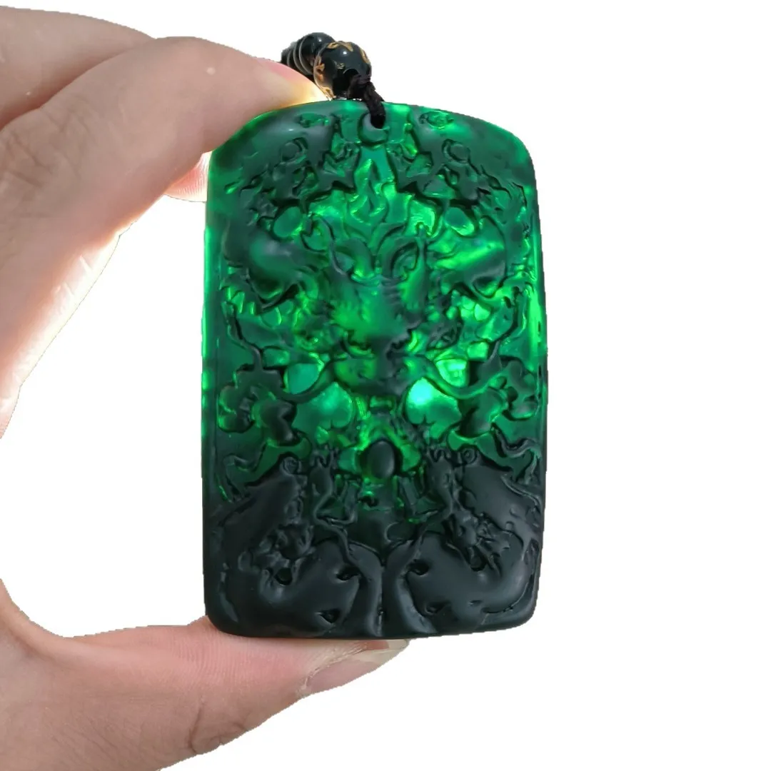 

Black Drop Glue Perer Necklace Guanyin Dragon Pendant