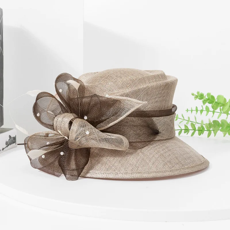 Elegant Court Linen Sinamay Wedding Hat For Women Ladies  display picture 2