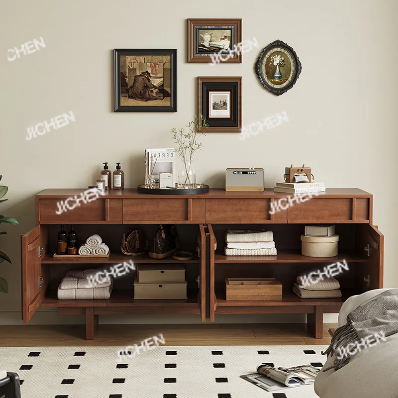 خزانة جانبية لتناول الطعام بجانب السرير من خشب البقس الصلب وخزانة غرفة المعيشة وأريكة عتيقة متوسطة من الخلف إلى الحائط وخزانة منخفضة #4