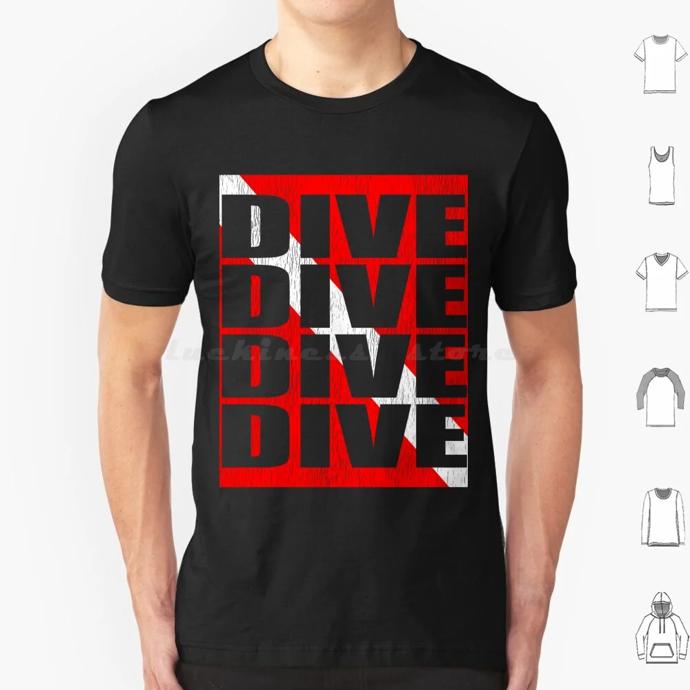 Scuba Dive Diver Down Flag Vintage Gear T Shirt 6xl Cotton Cool Tee Retro Vintage Scuba Scuba Dive Diver Ocean Scuba Diver