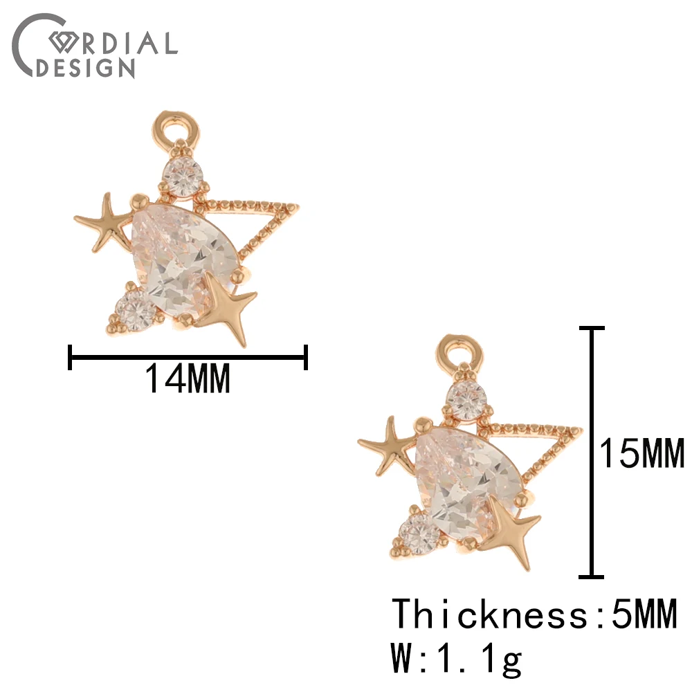 

Cordial Design 50Pcs 14*15MM Earrings Accessories/Rhinestone Charms/Hand Made/Jewelry Findings & Components/DIY CZ Pendant