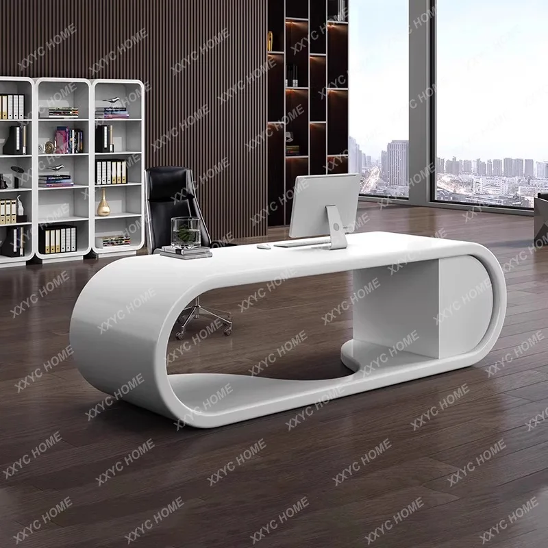 XXtable pure white piano paint high-end creative supervisor president chairperson fashion class table